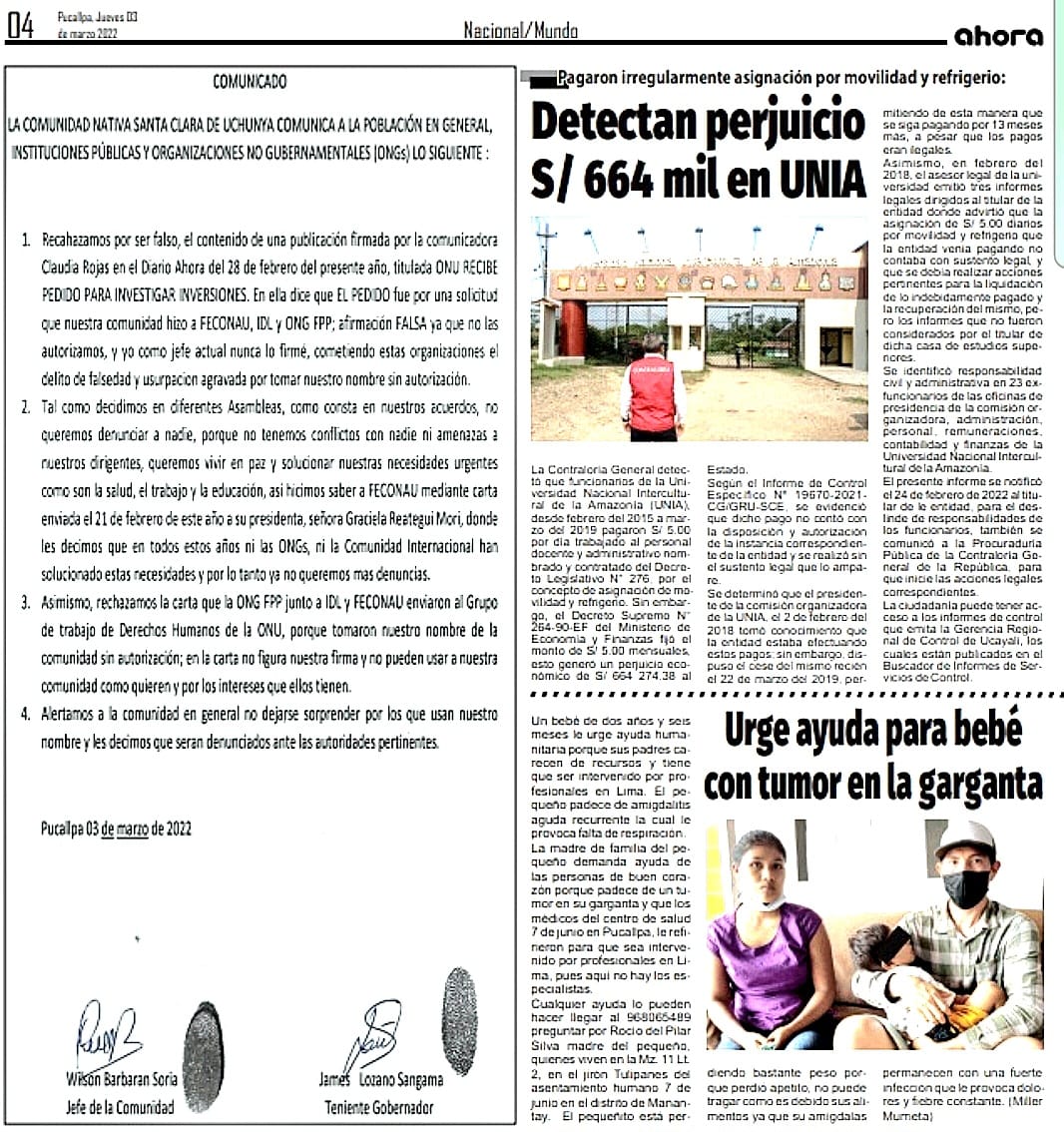 Documento 7 de la noticia Rechazo a las ONGs IDL, FPP, AIDESEP, FECONAU y ORAU