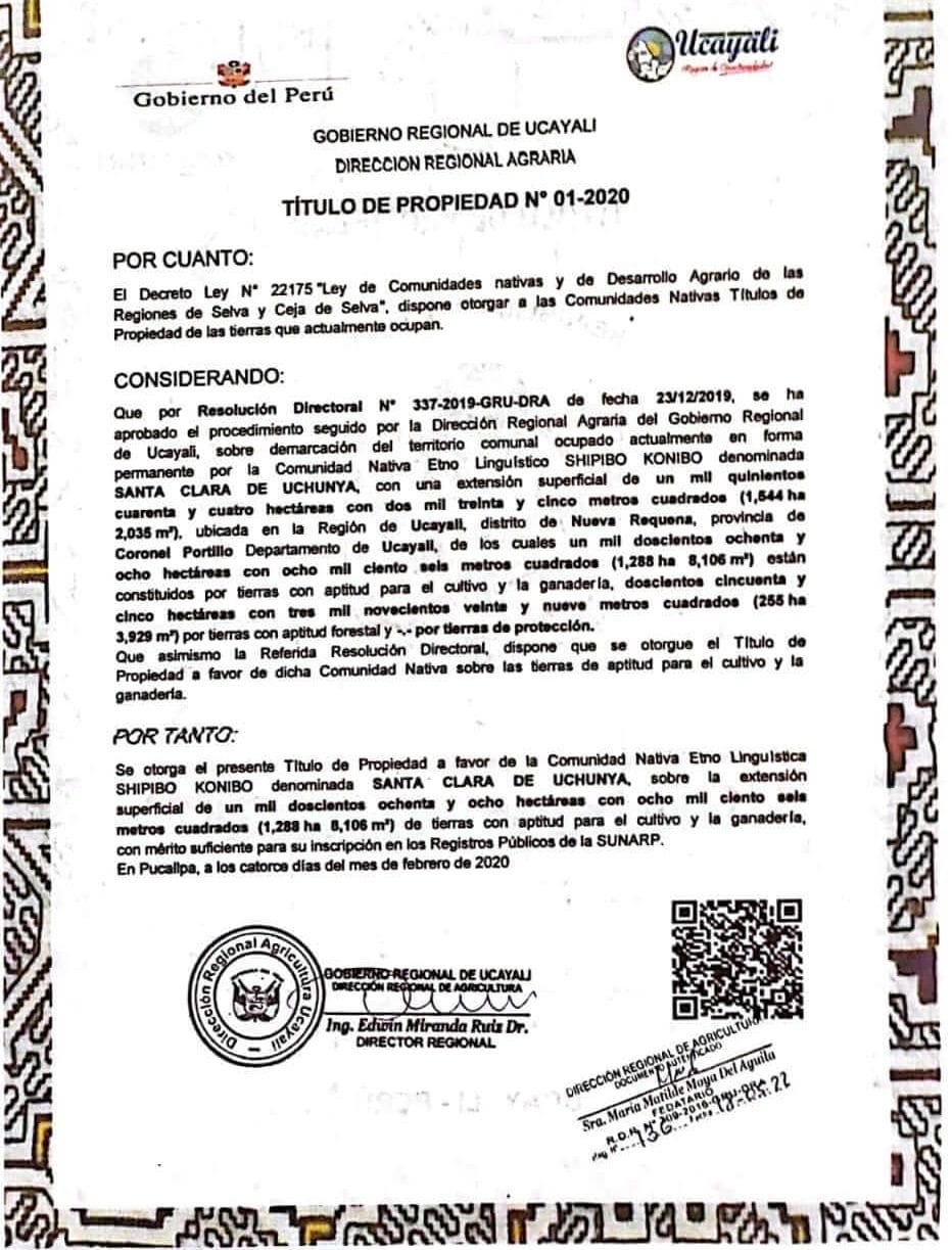 Documento 1 de la noticia Crítica al Gobernador por entregar título a falso jefe