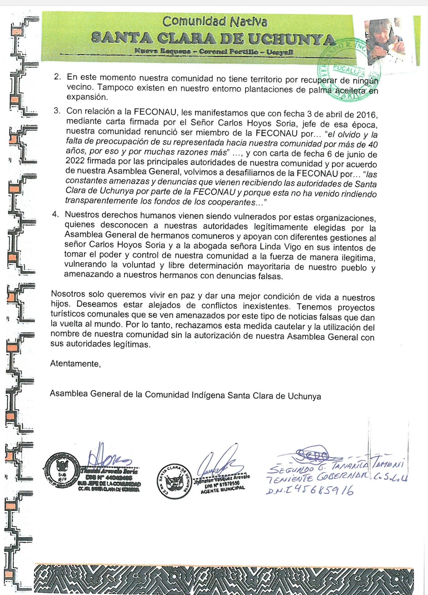 Documento 8 de la noticia Rechazo a publicaciones falsas de IDL y FPP sobre conflictos