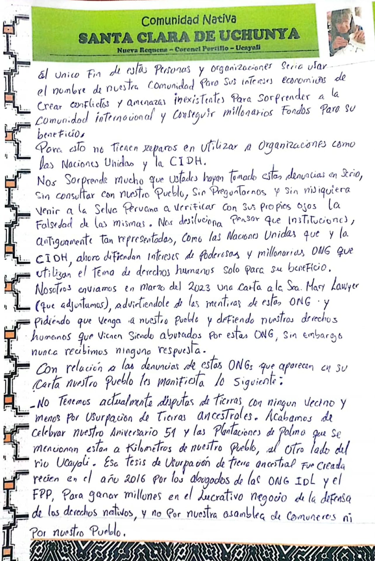 Documento 6 de la noticia Rechazo a denuncia falsa de IDL y FPP ante Naciones Unidas