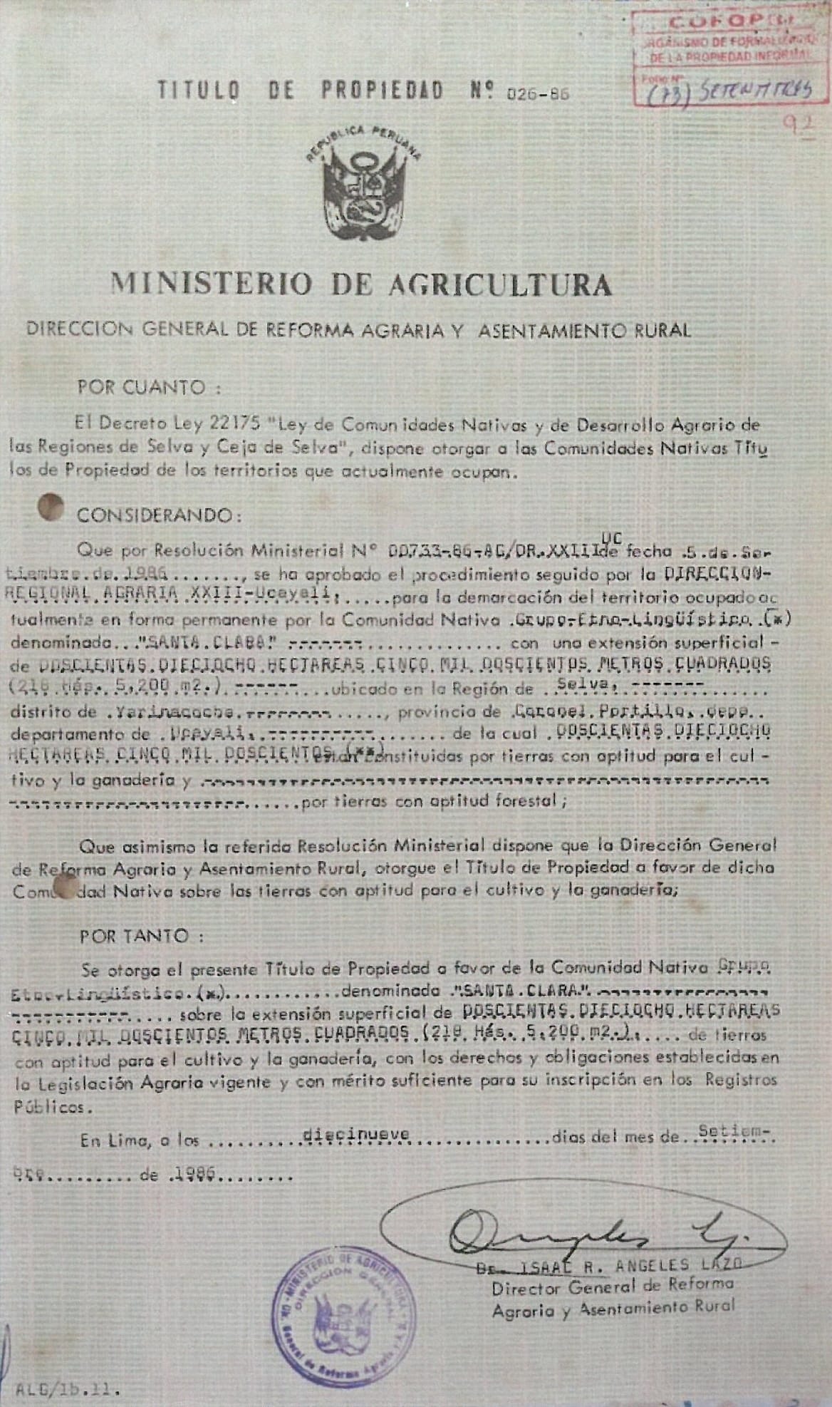 Linderamiento del territorio ampliado de 1,544 hectáreas