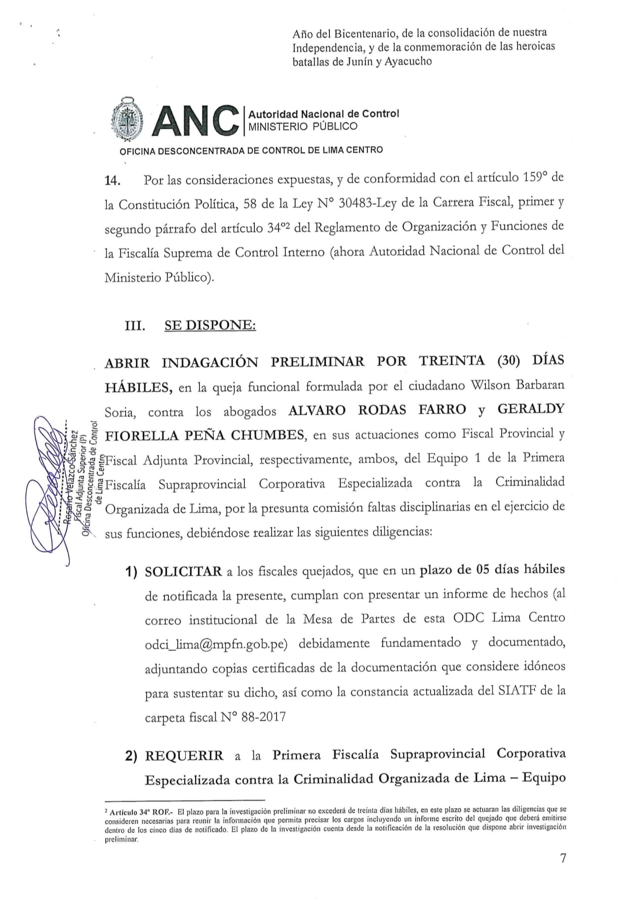Documento 11 de la noticia Carta al juez Víctor Zúñiga por denuncias de las ONGs