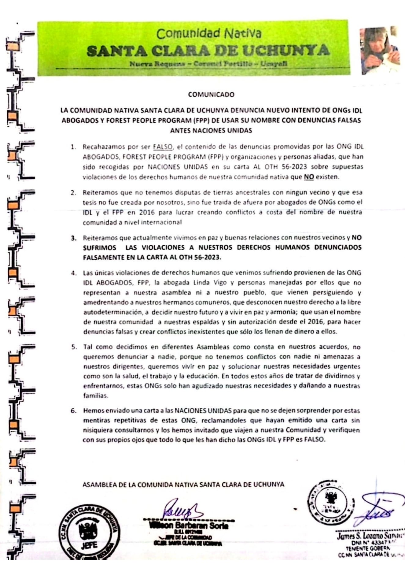 Documento 18 de la noticia Carta al juez Víctor Zúñiga por denuncias de las ONGs