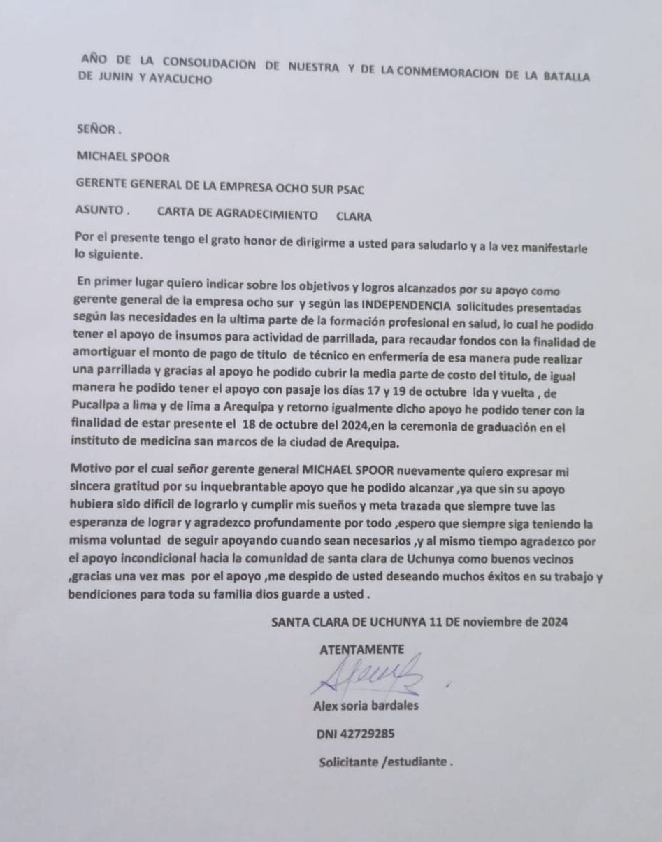 Documento 2 de la noticia Alex Soria Bardales se gradúa como técnico en enfermería