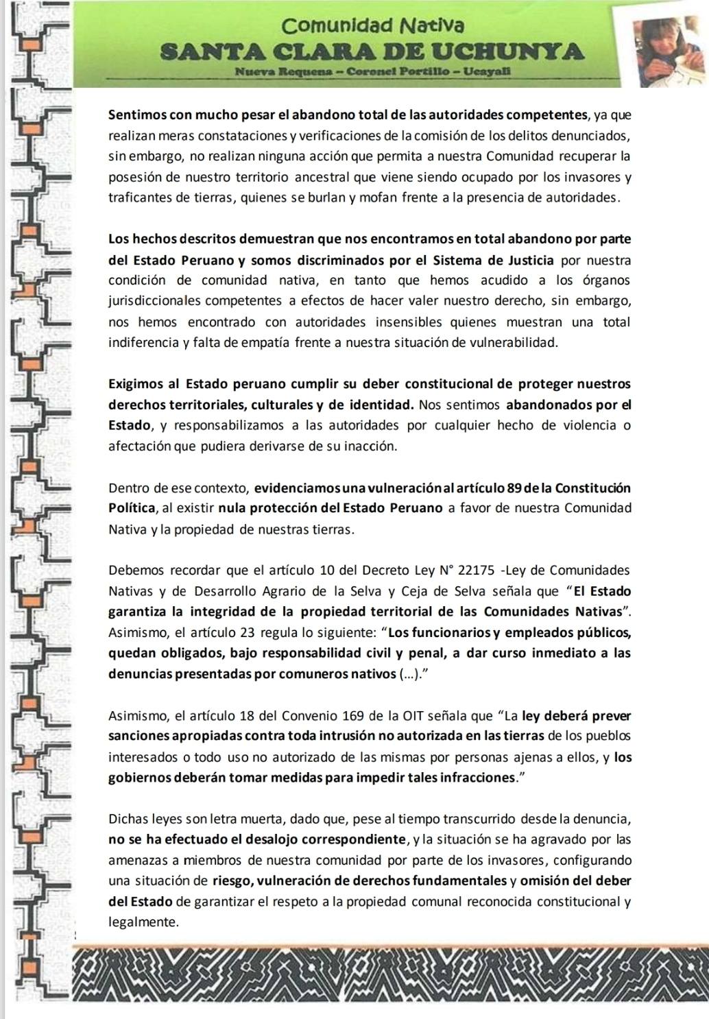 Documento 3 de la noticia Cartas a ministerios por la invasión del territorio ampliado