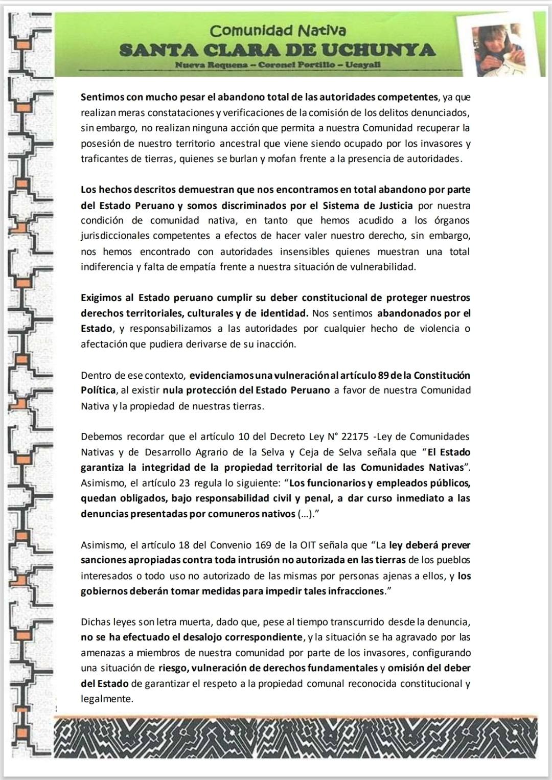 Documento 11 de la noticia Cartas a ministerios por la invasión del territorio ampliado