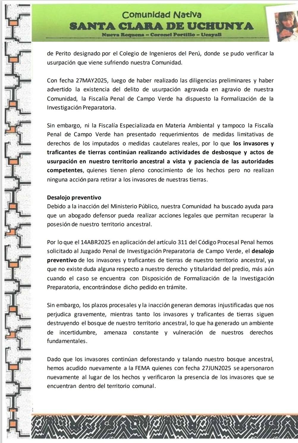 Documento 14 de la noticia Cartas a ministerios por la invasión del territorio ampliado