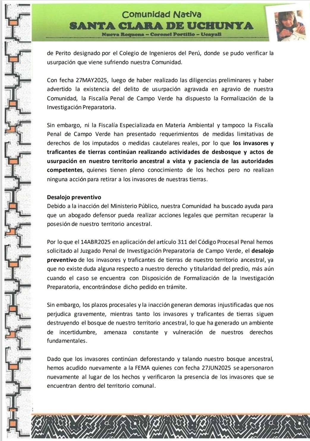Documento 18 de la noticia Cartas a ministerios por la invasión del territorio ampliado