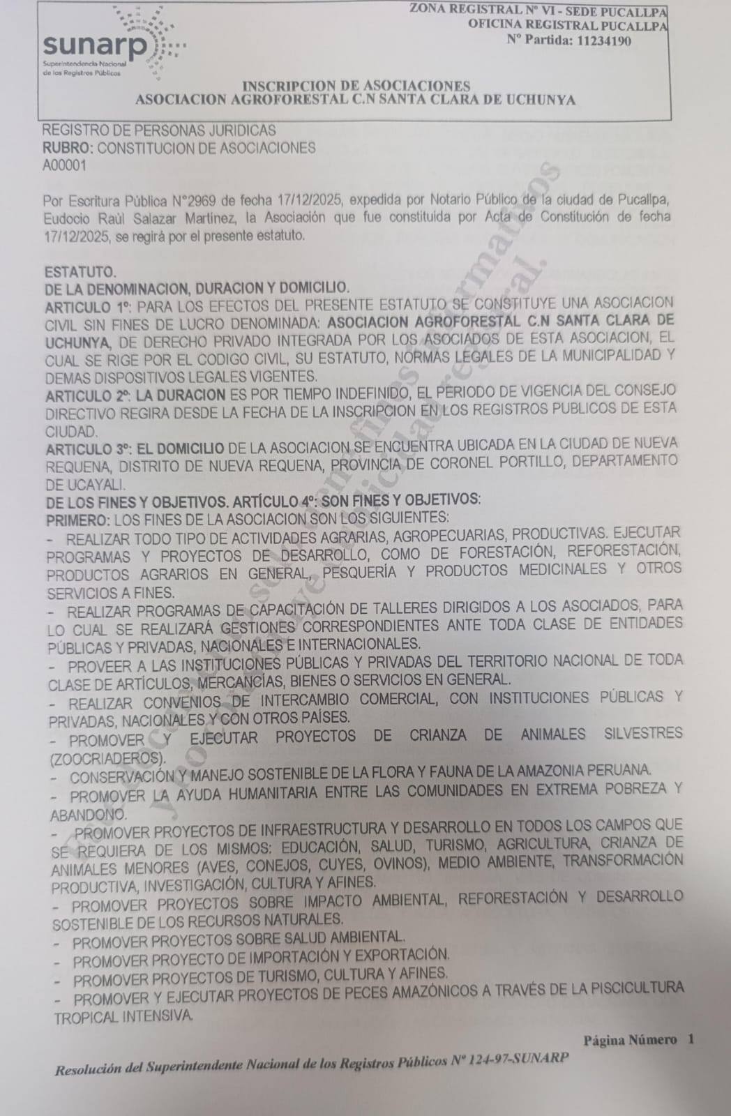 Documento 1 de la noticia Inscripción de la Asociación Agroforestal CN Santa Clara