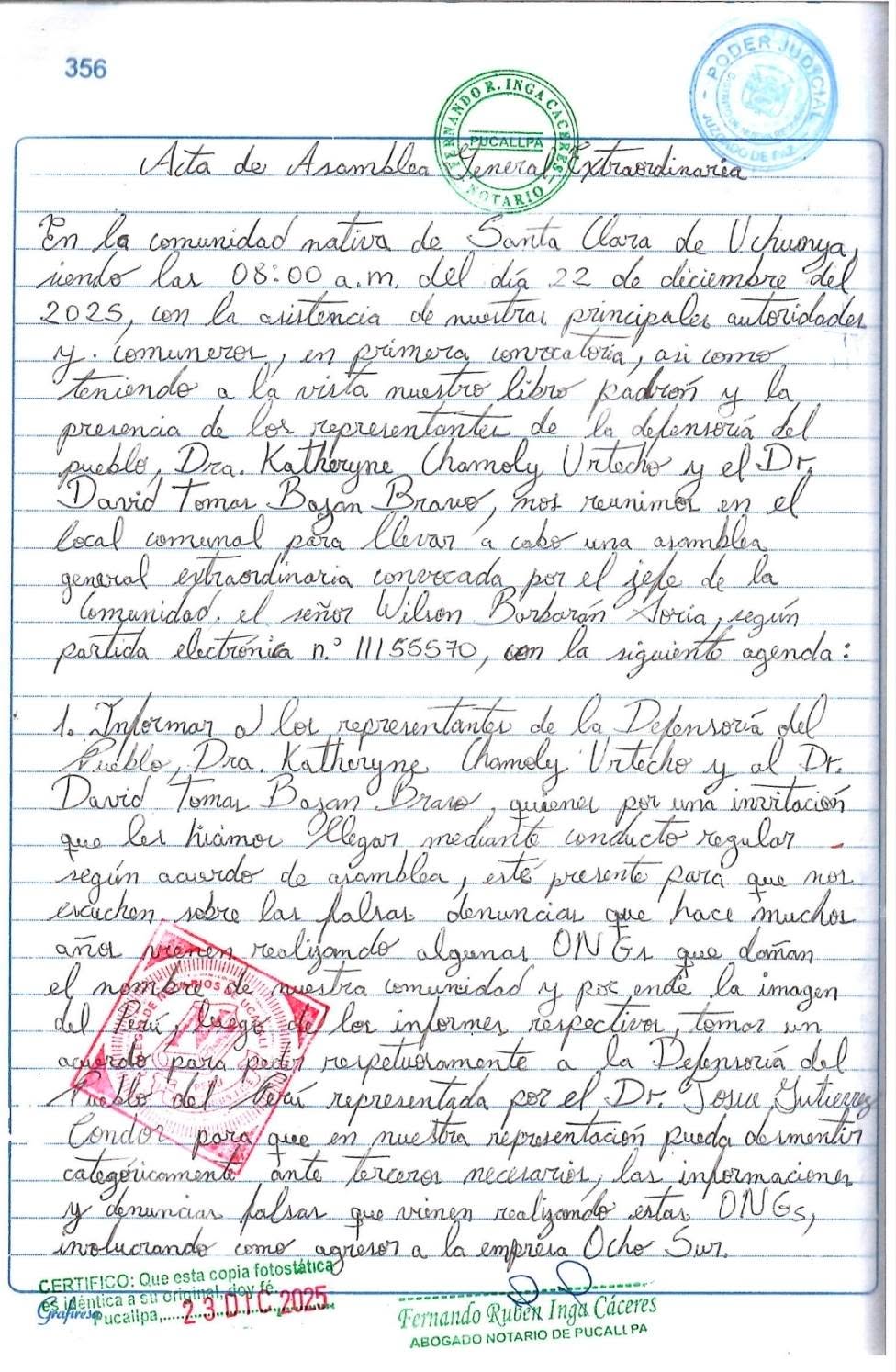 Documento 3 de la noticia Visita de la Defensoría del Pueblo a la comunidad