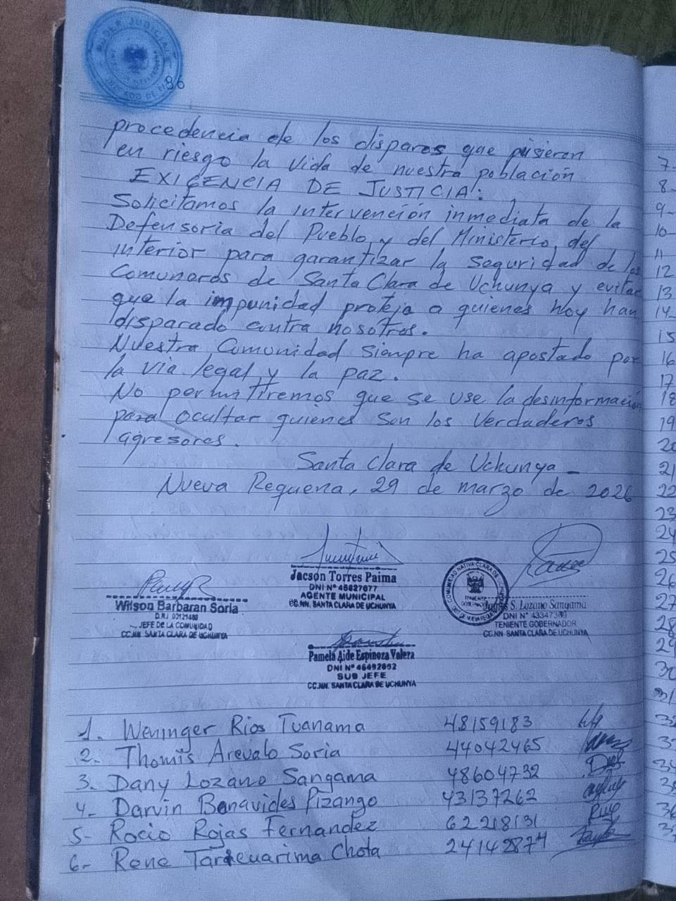 Foto adicional — PRONUNCIAMIENTO SANTA CLARA DE UCHUNYA Queremos informar a…