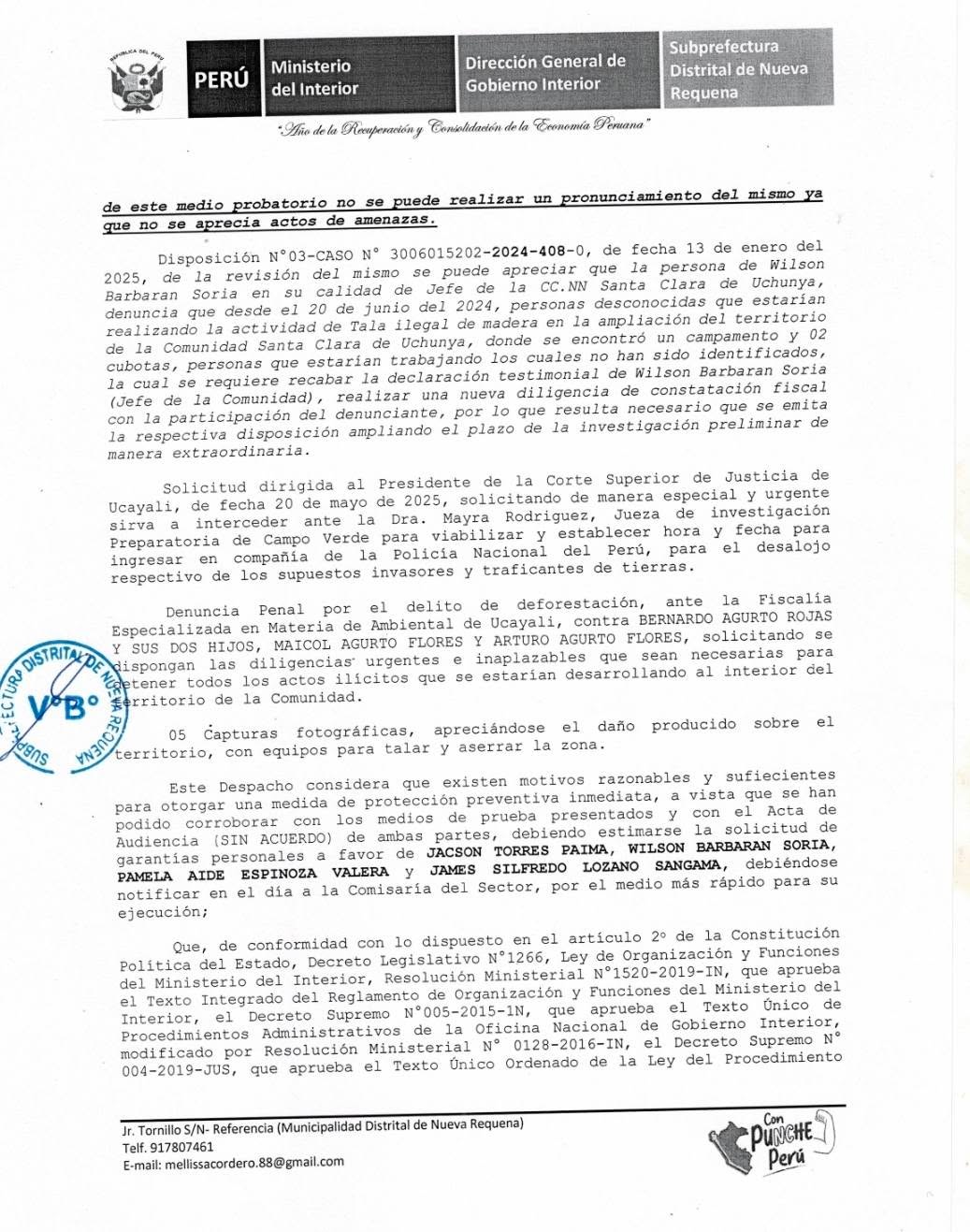 Documento 7 de la noticia Pronunciamiento sobre violencia en los linderos comunales